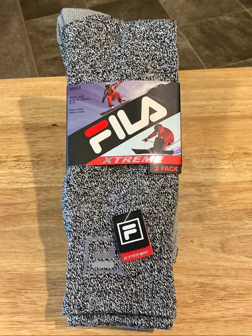 FILA Extreme Socks 2 Pack Gray Size 6-12 NWTs